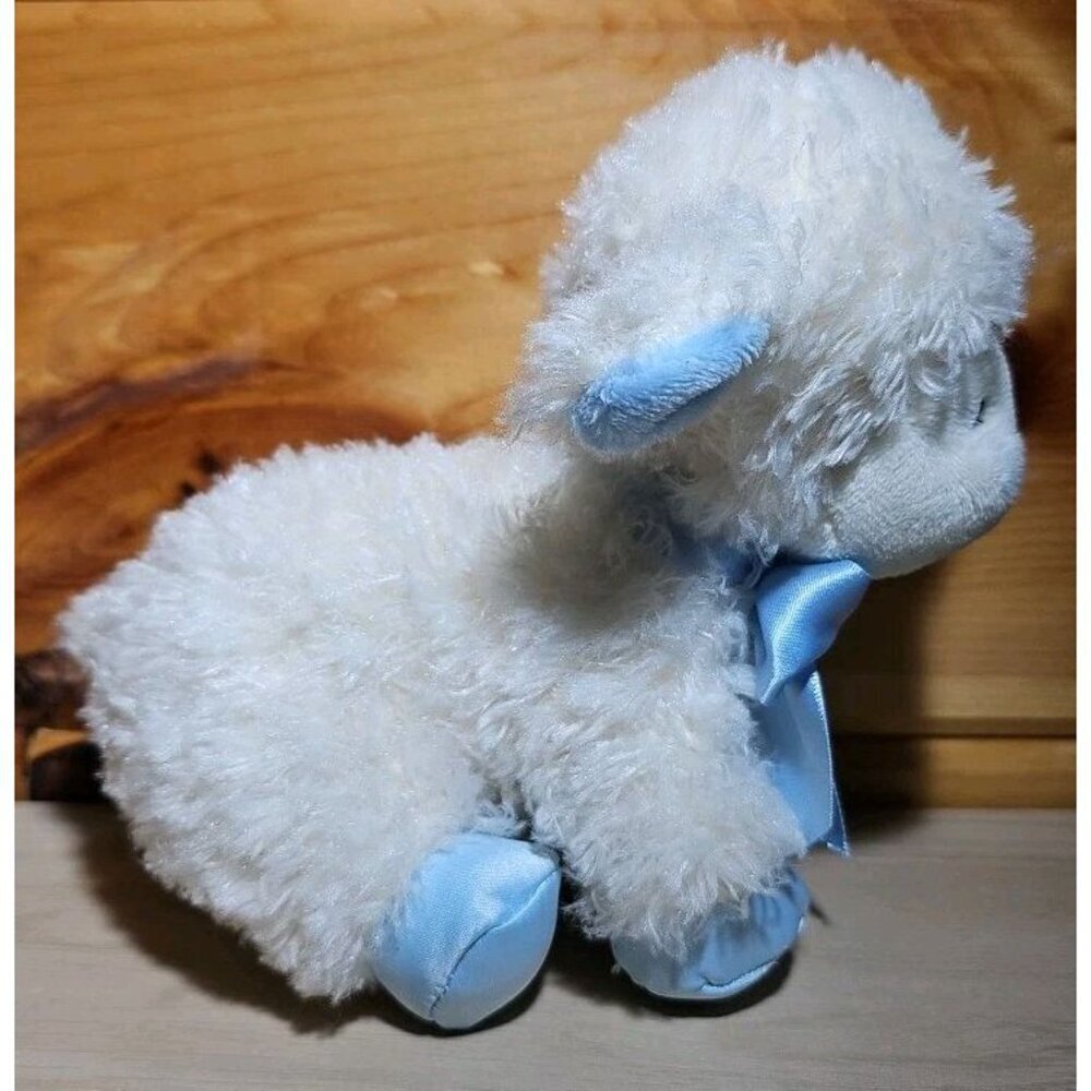 Aurora Baby White and Blue Lamb plush Stuffed Animal Toy 6” - Picture 5 of 10